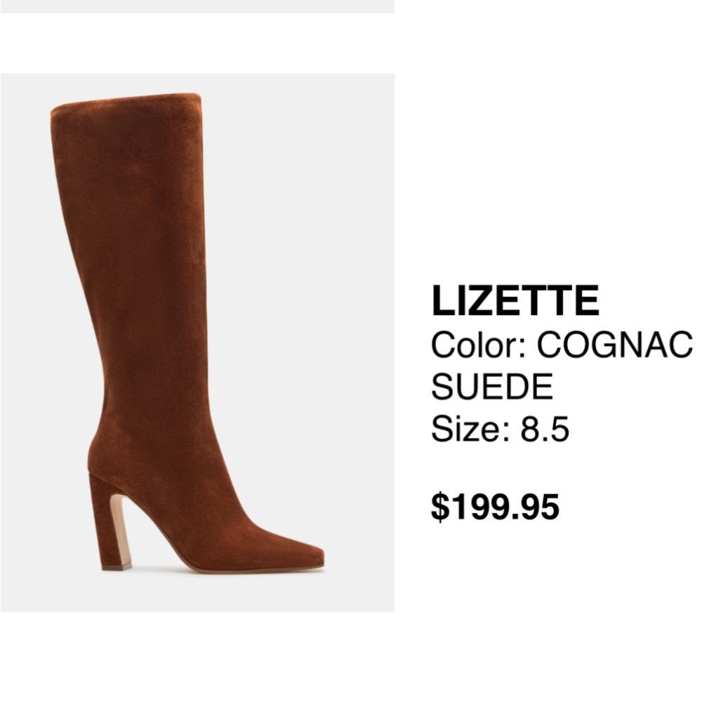Brand new Cognac Suede Knee-High Boots - Picture 3 of 4